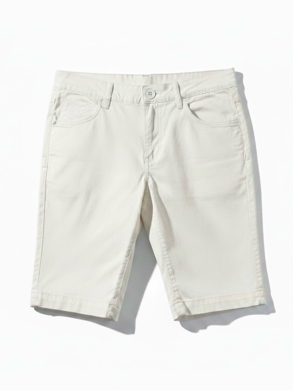 The Limited White Cotton Bermuda Shorts with Zip and Button Closure, Pockets, 10